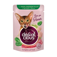 Del Пауч кот. качка, куряче філе і шпинат в соусі 12х85 г Del Пауч кот. качка, куряче філе і шпинат в соусі 12х85 г