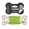 Іграшка для собак AnimAll GrizZzly кістка-зубочистка green/white 14,2×5,7×4,7 см з пискалкою для чищення зубів