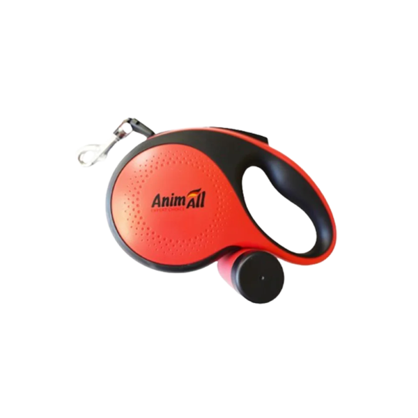 AnimAll рулетка-повідець з диспенсером М до 30 кг/5 метрів червона, MS7016-B, (Х/24/Х)