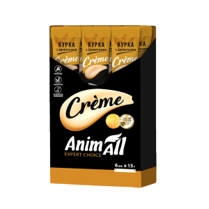 Ласощі AnimAll Сrème для котів зі смаком курки з креветками, 6×15 г, супер преміум клас Ласощі AnimAll Сrème для котів зі смаком курки з креветками, 6×15 г, супер преміум клас