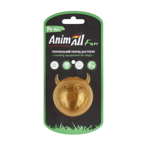 AnimAll Fun м'яч чортик з пищалкою 65 мм золотий для котів та собак, TPR