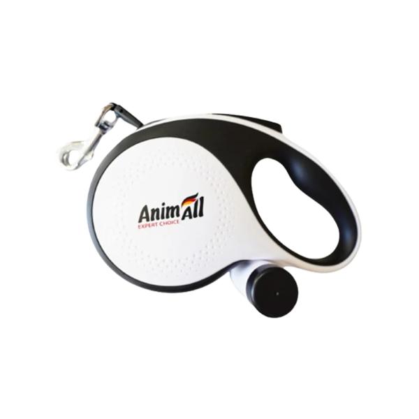 AnimAll рулетка-повідець з диспенсером М до 30 кг/5 метрів біла, MS7016-B, (Х/24/Х)