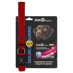 Нашийник AnimAll VetLine Double Guard червоний 25 мм 400–500 мм з протипаразитарною стрічкою для собак і цуценят (захист до 7 місяців)