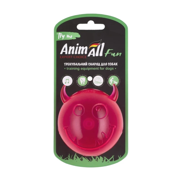 AnimAll Fun м'яч чортик з пищалкою 75 мм рожевий