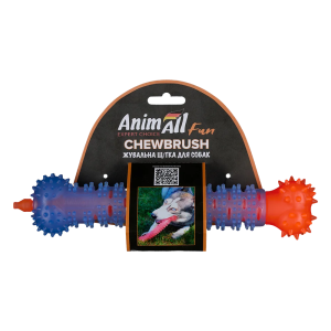 AnimAll Фан жувальна щітка-кістка помаранчева з синім, 24 см AnimAll Фан жувальна щітка-кістка помаранчева з синім, 24 см