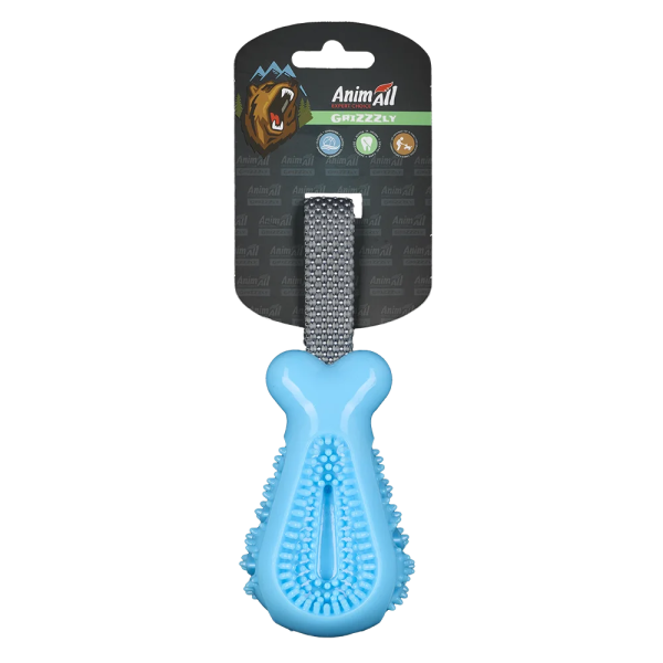 Іграшка для собак AnimAll GrizZzly Куряча ніжка синя 25×7,2×5,8 см з пищалкою гумова для жування
