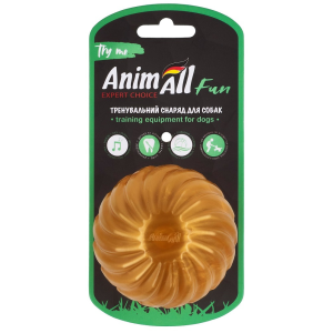 AnimAll Fun м'яч хвиля з пищалкою 75 мм золотий TPR для собак і котів