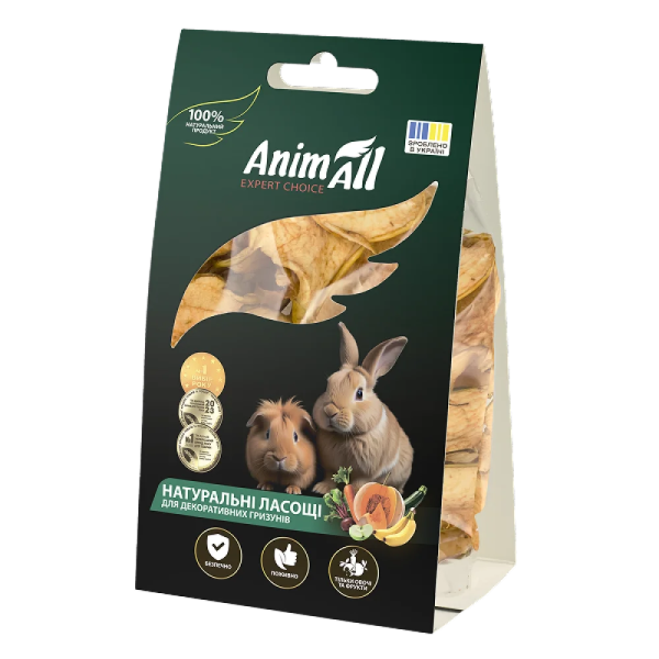 AnimAll Ласощі для гризунів, 25 г. Cушене яблуко