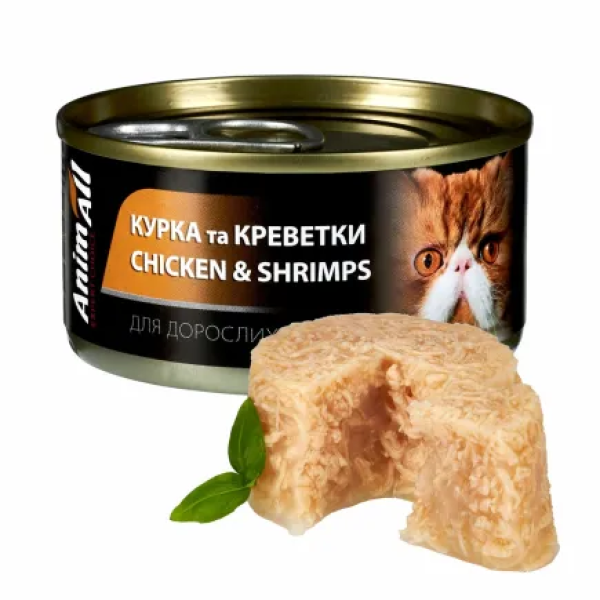 АнімАлл вологий корм для котів Курка з Креветками 85г