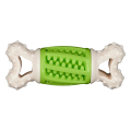 Іграшка для собак AnimAll GrizZzly кістка-зубочистка green/white 14,2×5,7×4,7 см з пискалкою для чищення зубів