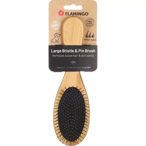 Flamingo 522382 Щітка двостороння BAMBOO 2в1 для собак, L|24,5х7см