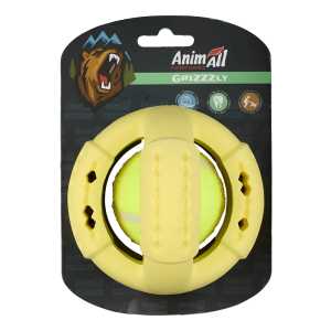 Іграшка тенісний м'яч AnimAll GrizZzly L жовтий для собак, 11,2 см