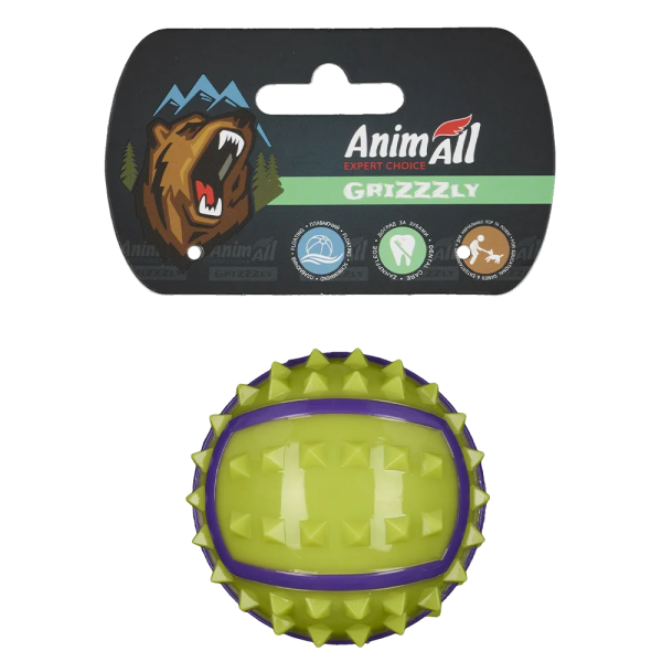 Іграшка для собак AnimAll GrizZzly жовтий шипований м’яч S 7 см