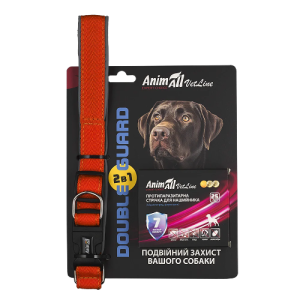 Нашийник AnimAll VetLine Double Guard помаранчевий 25 мм 400–500 мм з протипаразитарною стрічкою для собак і цуценят (захист до 7 місяців)